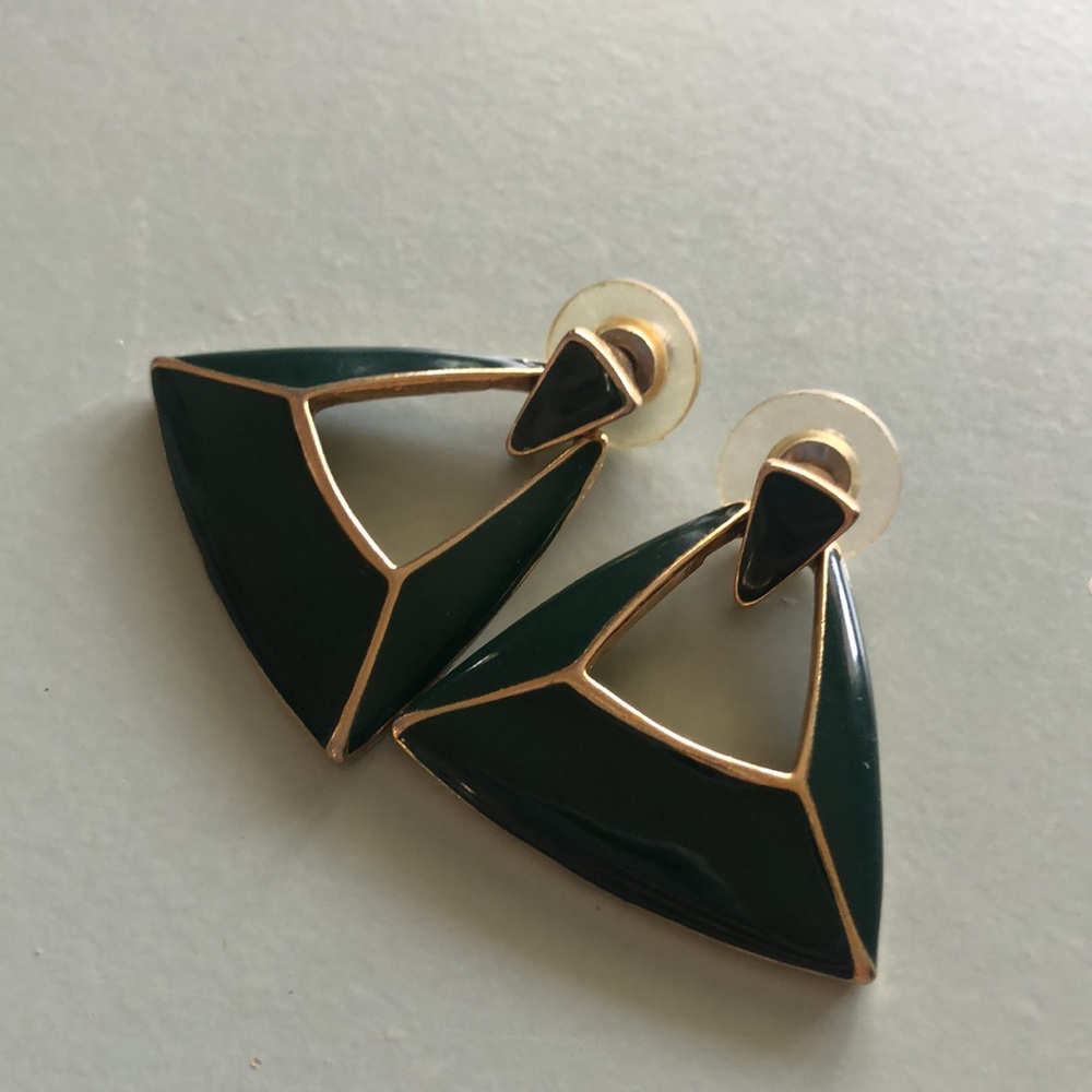 Vintage forest green earrings